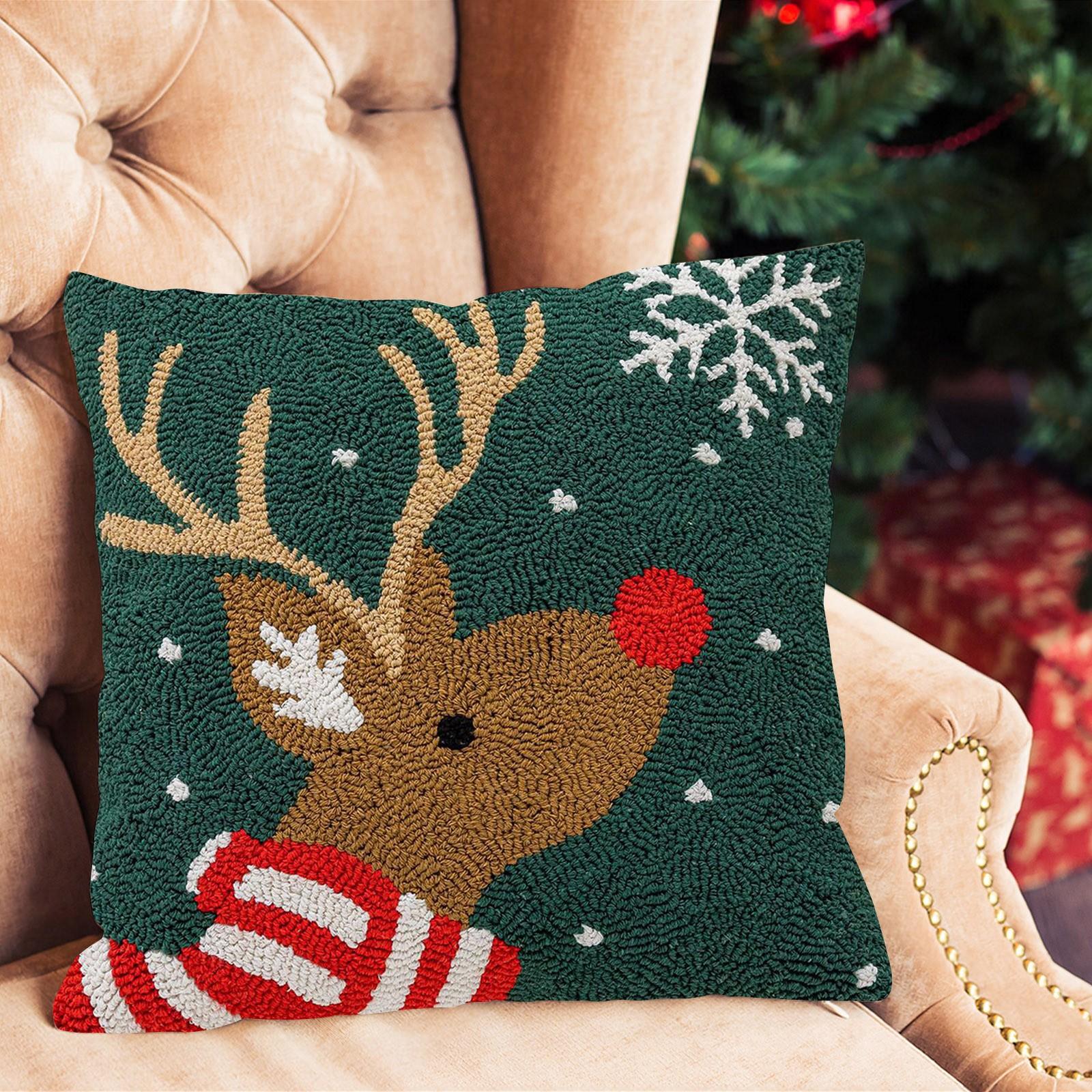 

Рождественская наволочка, праздничная подушка «Снежинка», вышитая наволочка на талию, уютный бархат, рождественская наволочка One Size