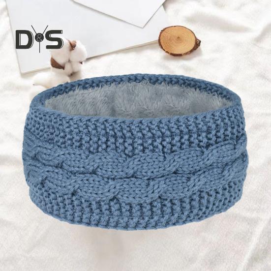 Winter Headband Women Fuzzy Fleece Lined Ear Warmer Cable Knit Thick Warm Crochet Headband Solid Color Knitting Hairband