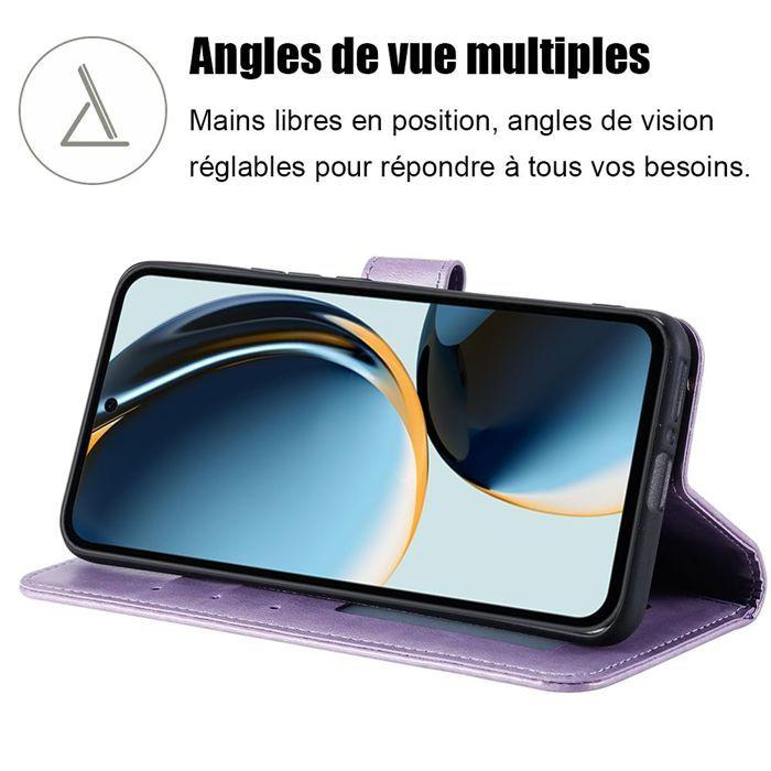 Coque pour Samsung Galaxy A36 5G - BOOLING - Antichoc Cuir Synthétique Motif Oriental Violet - 2 Verres Trempés