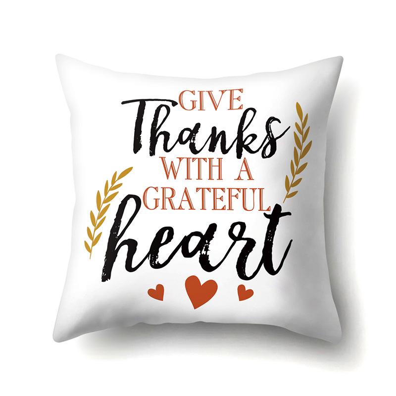 Thanksgiving Pillowcase Blessing Maple Leaf Pumpkin Sofa Cushion Cover Office Home Living Room Pillowcase