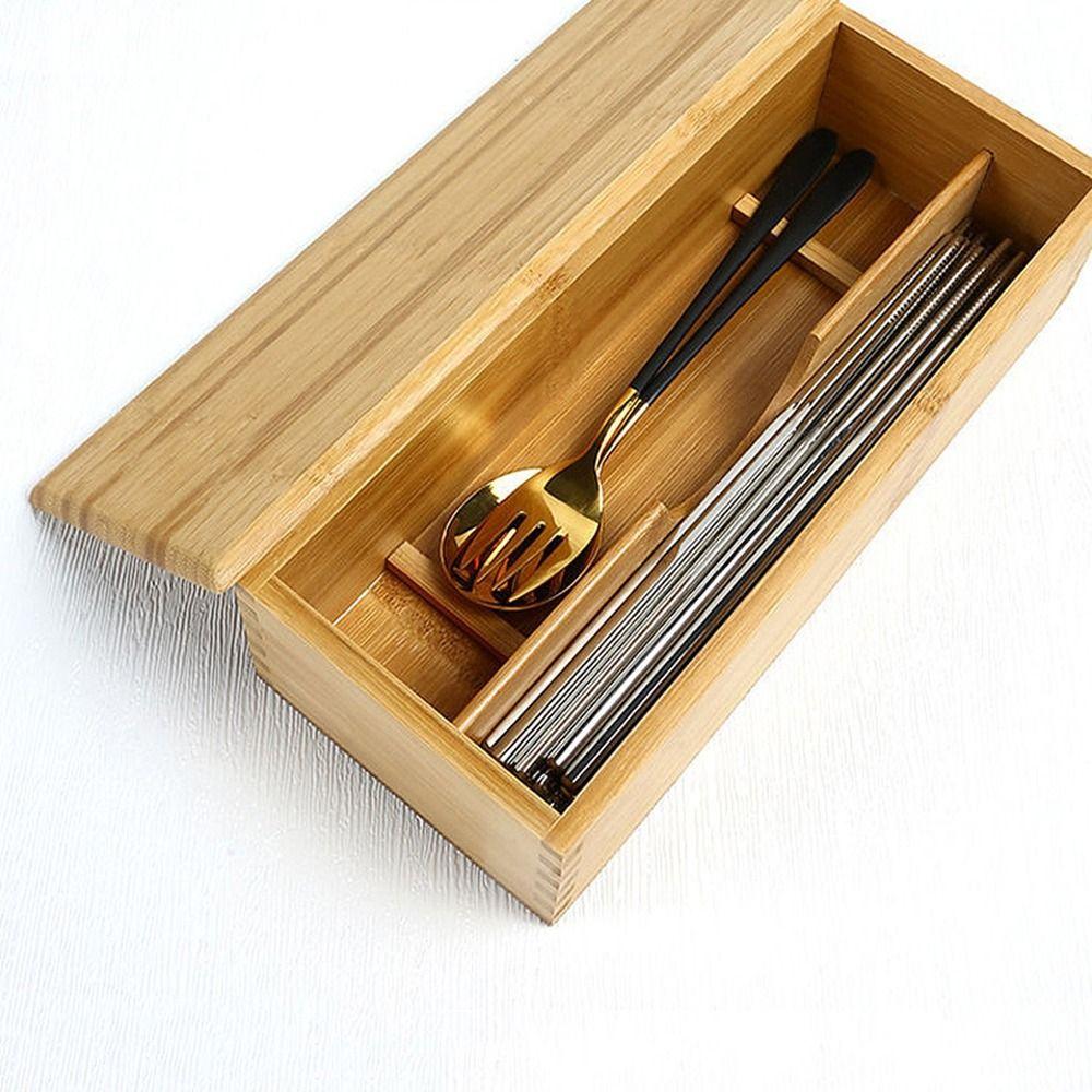 Large Capacity Bamboo Chopsticks Box Safety Tableware Spoon Storage Container  for Home