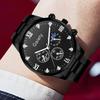 4PC Men's Watch Set Business Trend Black Round Dial Quartz Watch Bracelet Necklace Ring Set Suitable for Daily Clothing Matching
