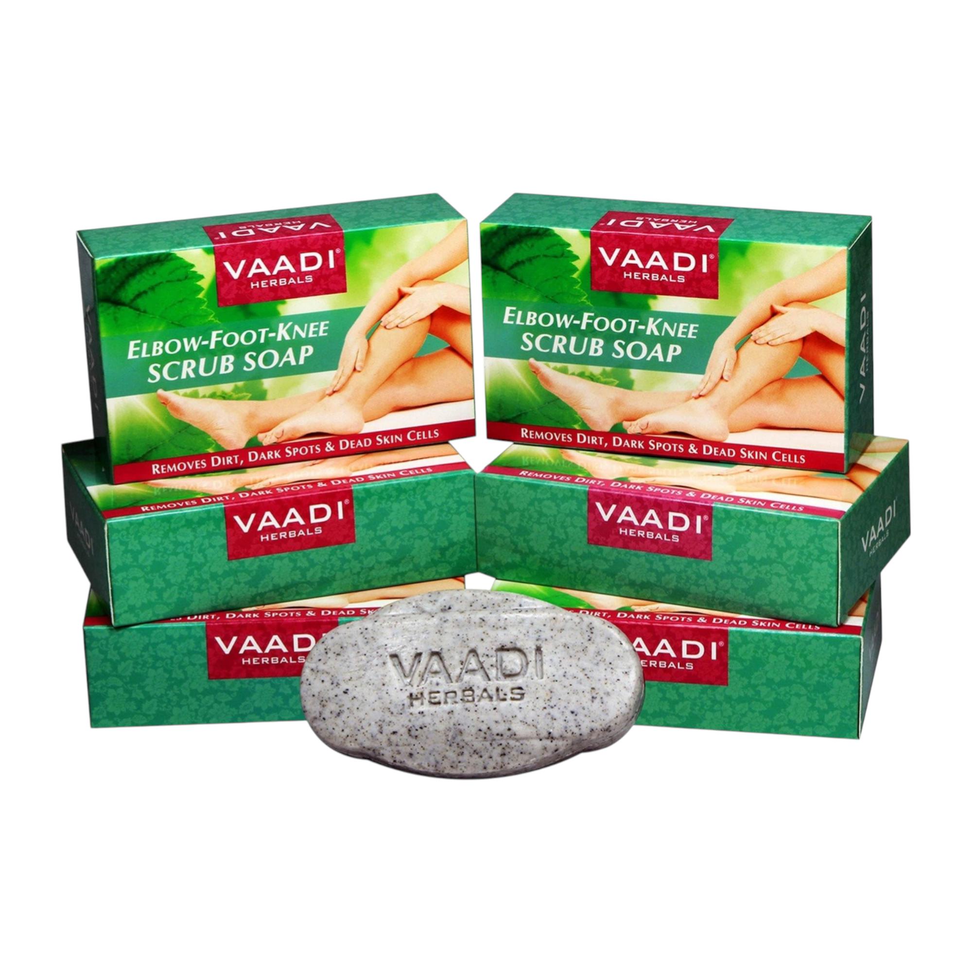 

Vaadi Herbals Elbow Foot Knee Scrub Soap Almond Walnut Exfoliating Body Bar For Rough Skin Pedicure Care 75 g X Pack Of 6