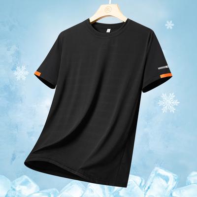 Quick Drying Ice Silk Short Sleeved T-shirt Simple and Loose Sportswear Sweat Wicking and Breathable Running Basketball Shirt