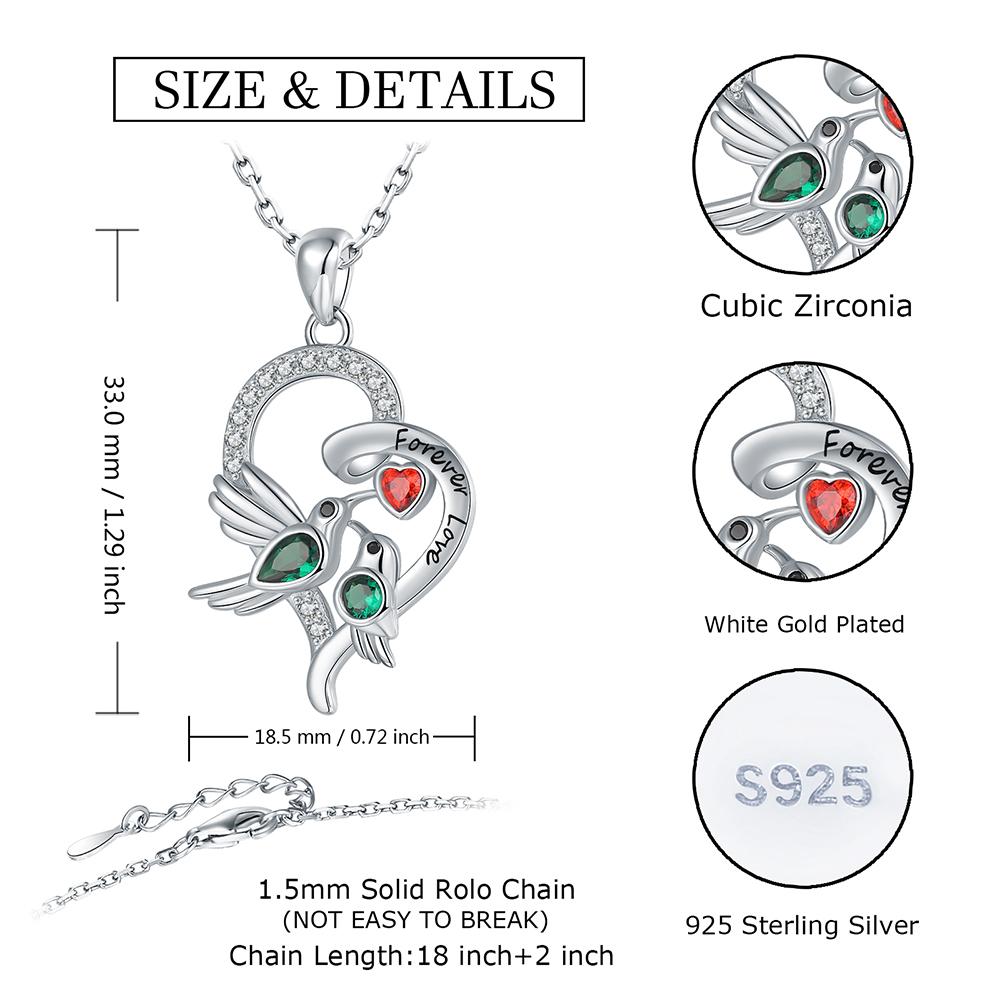 Stříbro 925 Pár Kolibříků Náhrdelník Přívěsek Zvířecí Šperky Dárky na Valentýna pro Ženu Manželku Přítelkyni Mámu Dcery