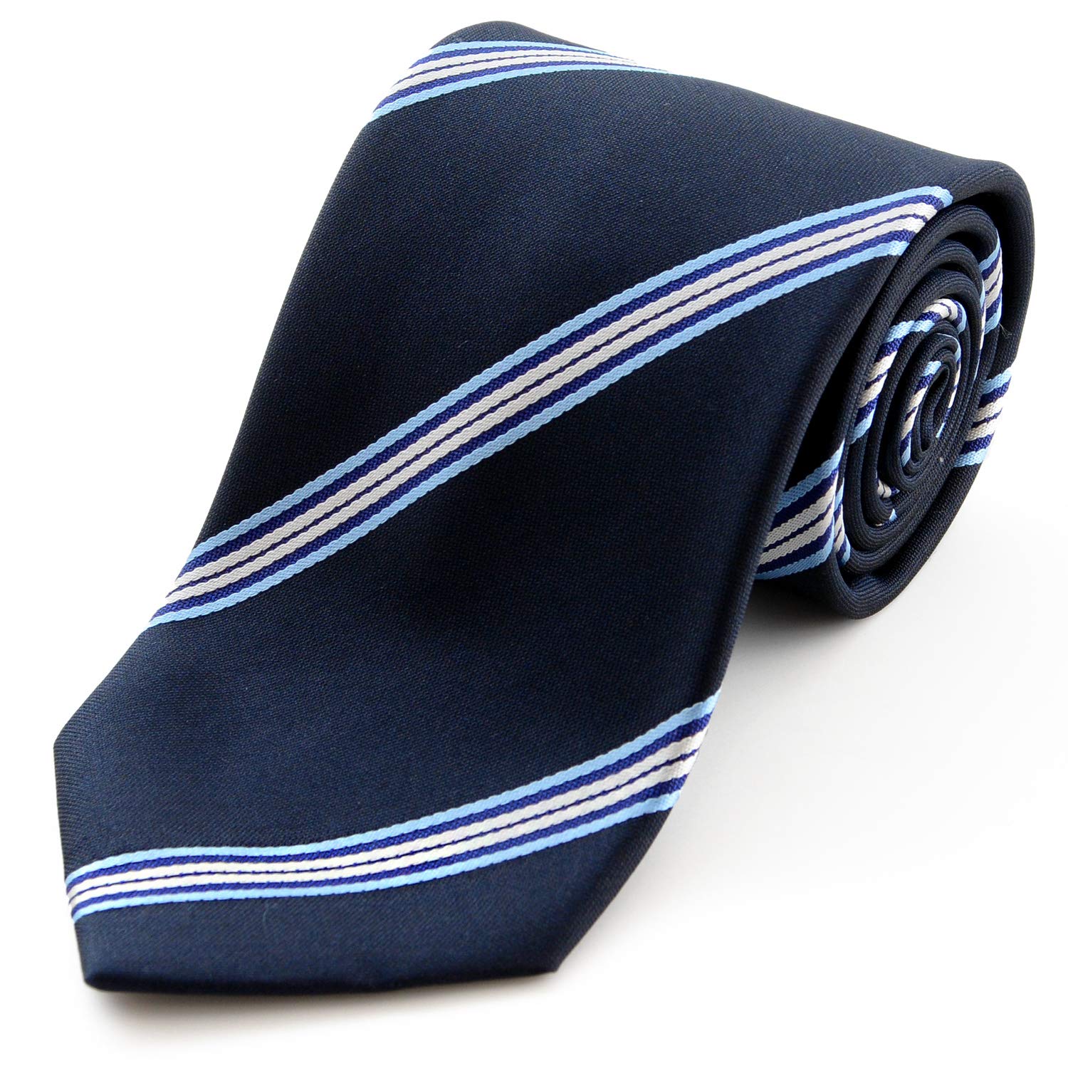 [Michiko London] Brand Necktie, Made in Japan, Silk, Jacquard Weave, Striped Pattern (Pattern D: Navy)