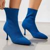 Fashion Women Elastic Sock Boots Autumn Winter Stiletto High Heels Knitted Ankle Boots Woman Slip-On Pointed Toe High-heeled Botas Mujer