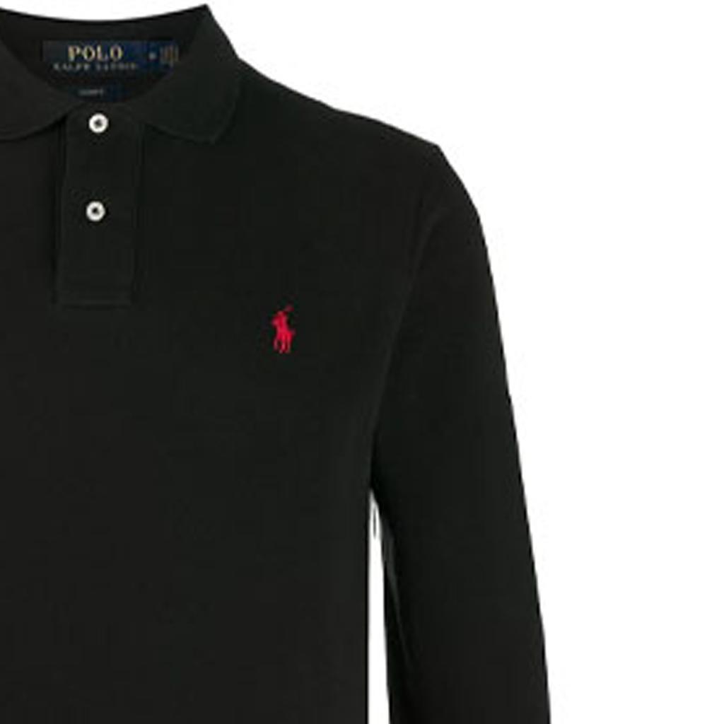 Polo Ralph Lauren Logo Solid Color Embroidered Long Sleeve Polo Shirt Men tops Black 710681126-037