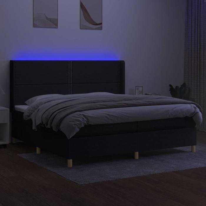 VidaXL Slat Bed Base with Mattress and LED, Upholstered Bed with Headboard, Double Bed, Adult Bedroom Bed, 3138823