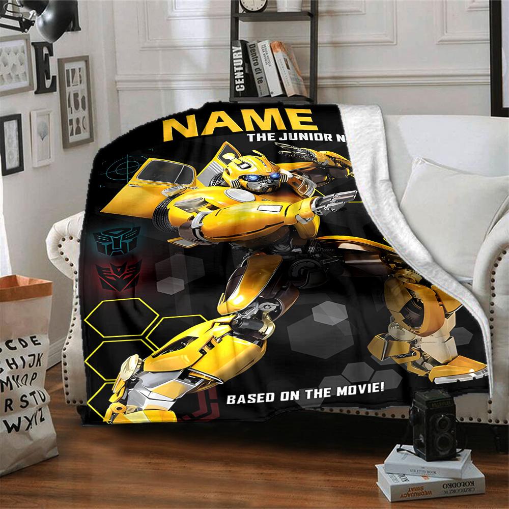 Customizable Bumblebee1 Throw Blanket – Personalized Name, All-Season Cozy Snug Blanket, Machine Washable, Personalized Blanket