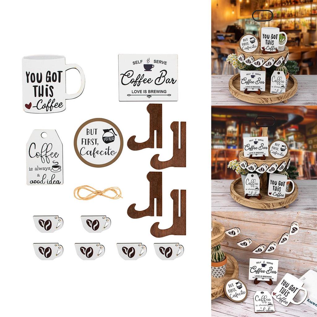 Simple Coffee Series Tray Decor Home Office Desktop Creative Wooden Decoration Stylish Accessories for Farmhouse Kitchen