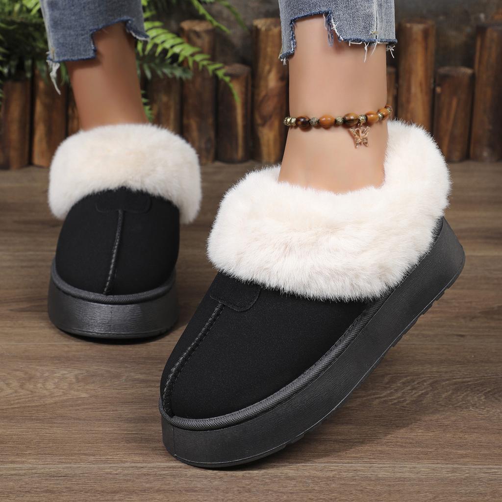 Women's Fluffy Plush Lined Ankle Boots,Fluffy Snow Boots Winter Warm Petticoat,Comfortable Outdoor Low Boots
