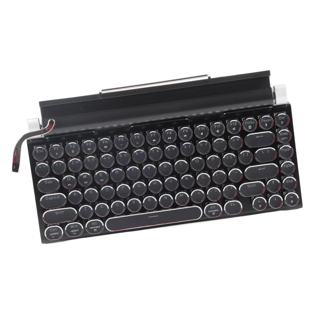 Retro Typewriter 83 Keys Mechanical Keyboard RGB Bluetooth Wireless Wired Vintage Keyboard Punk Round for Desktop Phone Keyboard, Light, & Keys, PC,