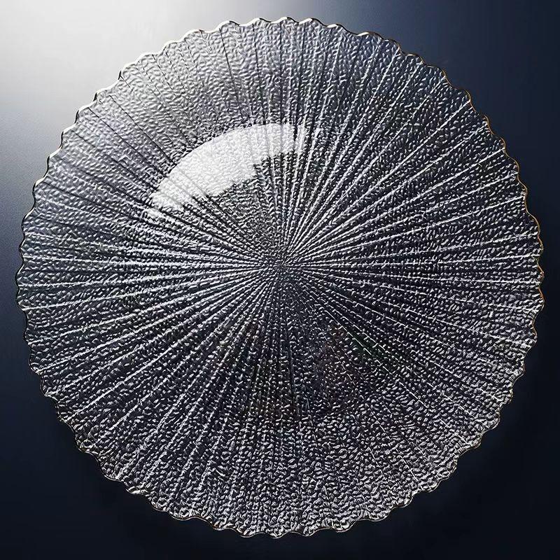 Стеклянная сервировочная тарелка ZISIZ с золотой окантовкой