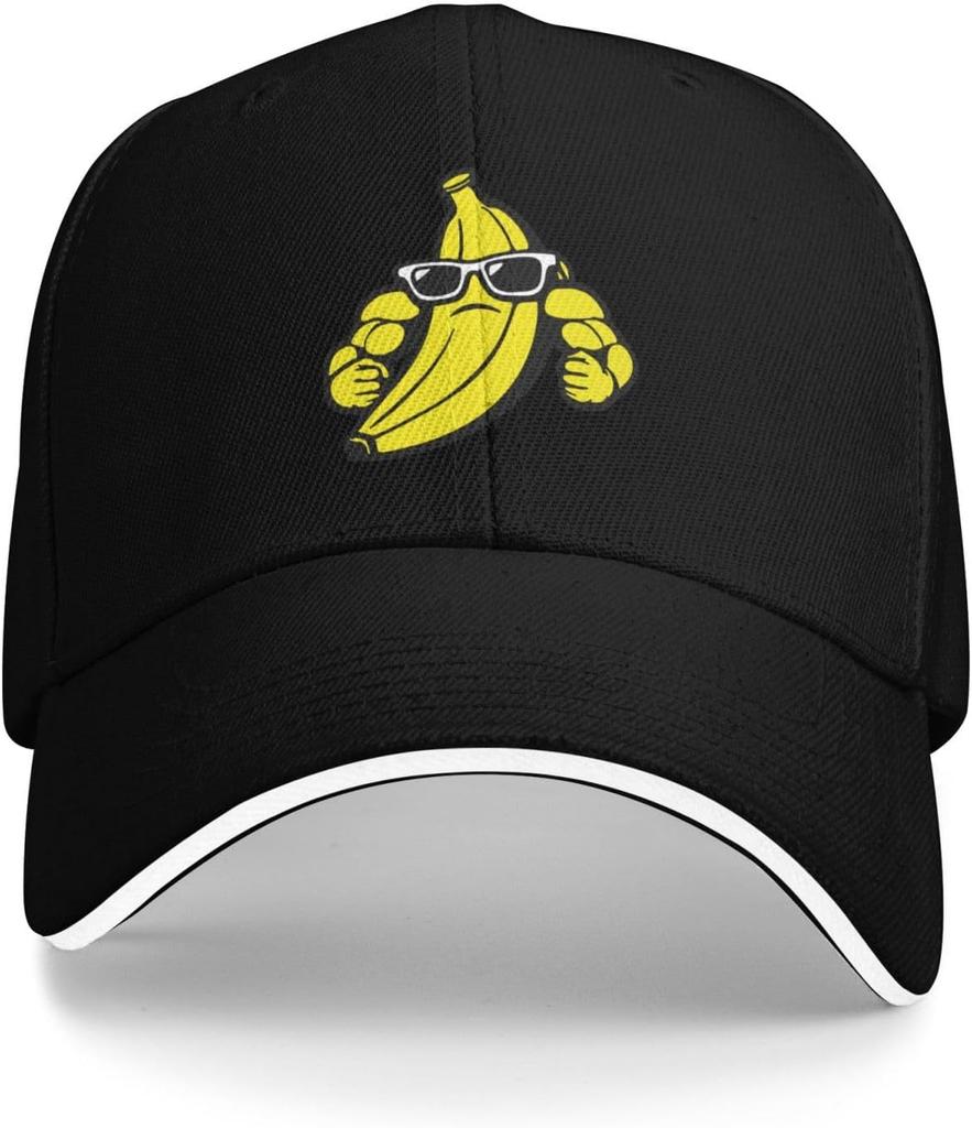 Muscular Banana Cool Graphic Baseball Cap Adjustable Polyester Casual Dad Hat for Men Women