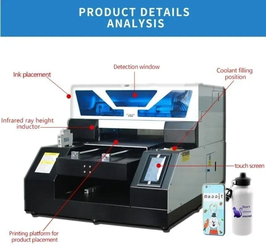 A3 UV 19 Flatbed Automatic Bottle Label Printer Machine For Flatbed Metal