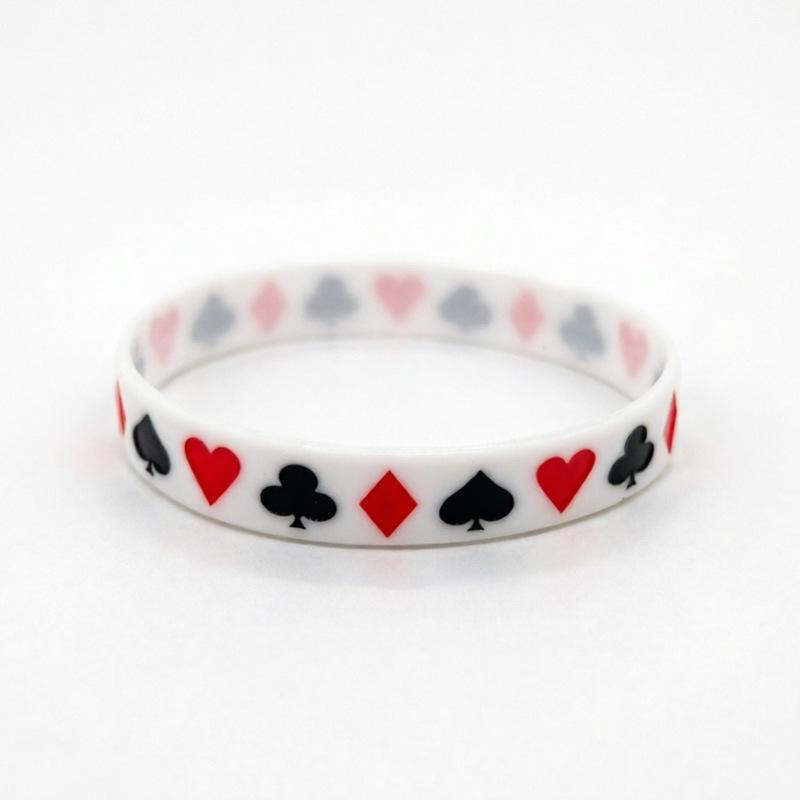 Braccialetto da polso in silicone stile Poker Bianco e Nero Disponibile - Design alla moda e creativo con carte da gioco