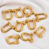 2Pcs Stainless Steel U Shape Screw Carabiner Jewelry Clasp Gold Colour Metal Horseshoe Toggle Spiral Clasp Hook Shackle Supplies