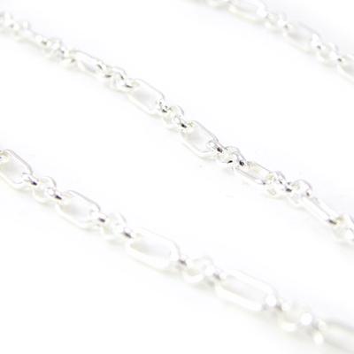 [H0423] - Silver Chain 'Forçat Fantaisie' 45 Cm - 2 Mm