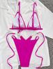 Women's Swimsuit Solid Color Triangle Bag Tied with Split Swimsuit Bikini Beachwear Bathing Suits