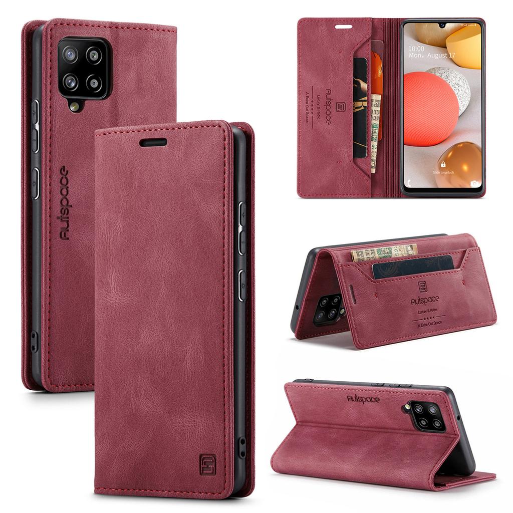 Premium Vintage Leather Wallet Case for Samsung Galaxy A42 5G / M42 5G - RFID Protection,Flip Cover with Card Slots,Shockproof Retro Style (4 Colors)