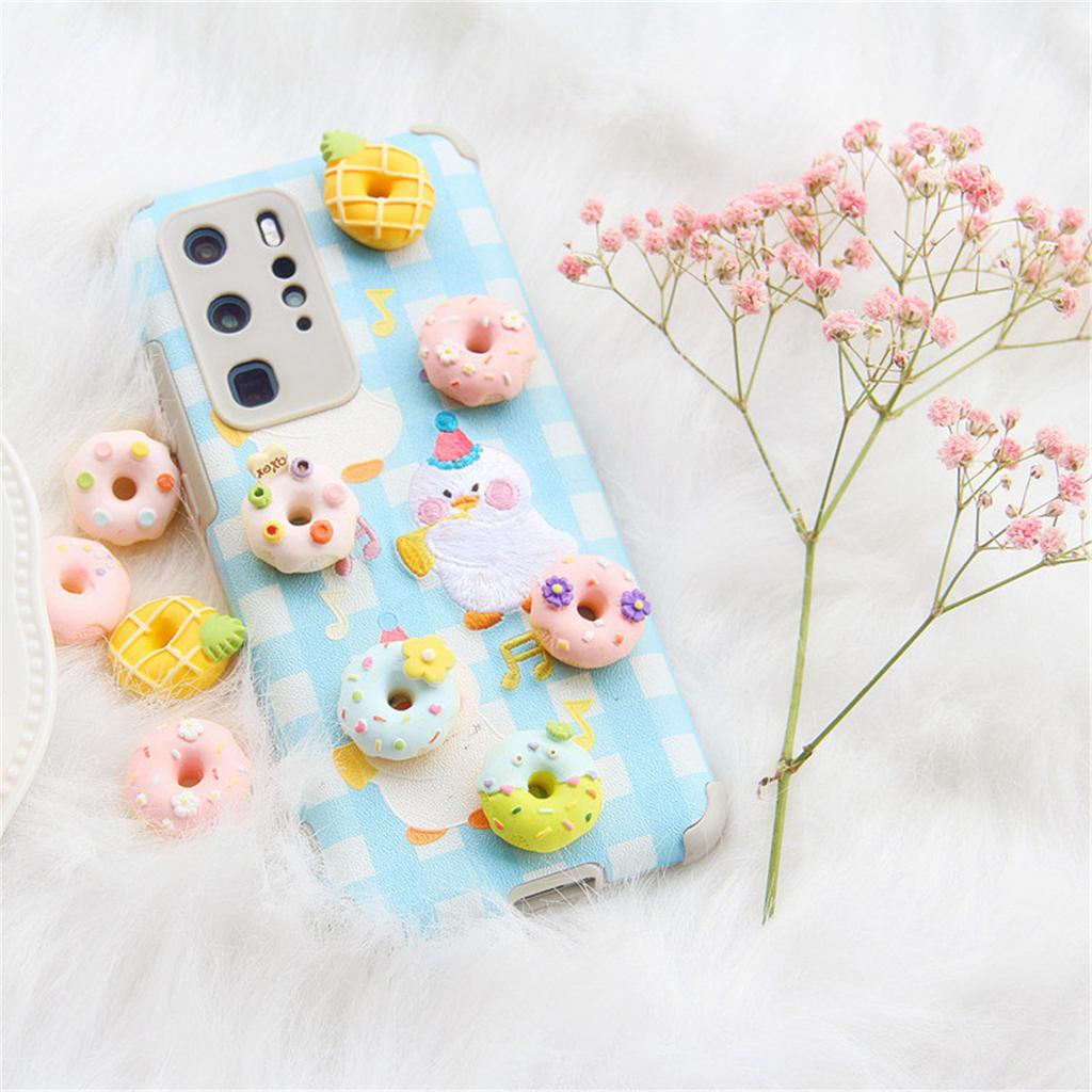 CH10 5Pcs Cartoon Polychrome Mini Donut Beads Jewelry Bulk Beads Make Bracelets DIY Pacifier Chain Jewelry Material Accessories