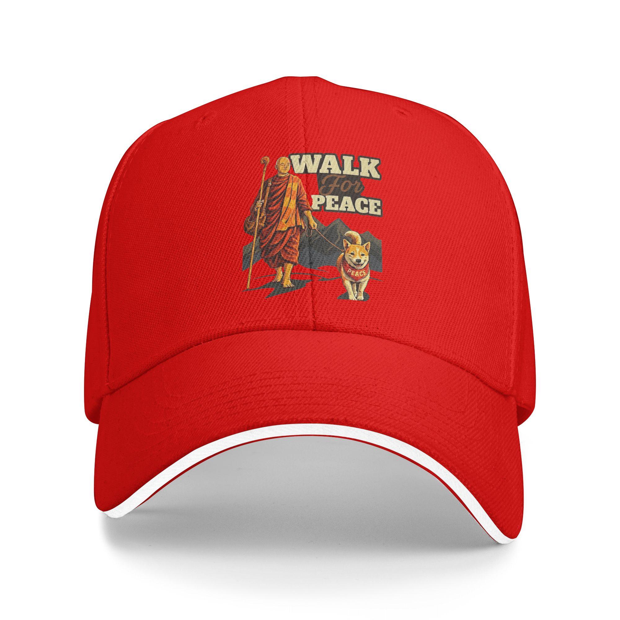 Spring Peace Walking Monks Baseball Cap Running Hippie Fashion Design Sun Trucker Hat UnisexTeens Adjustable Baseball Caps One Size