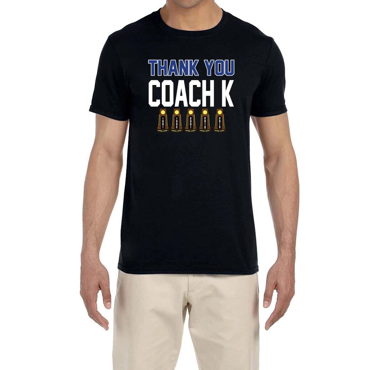 Duke Thank You Coach K Mike Krzyzewski T-Shirt XXXXL