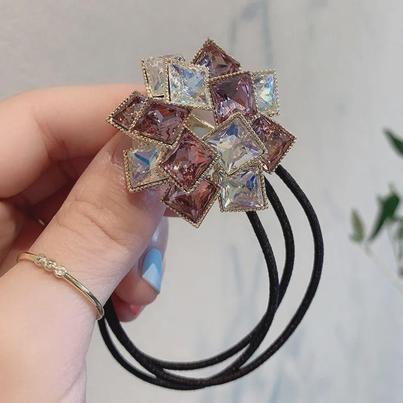 Korean Crystal Hair Ring: Cute Mori Girl Ponytail Accessory