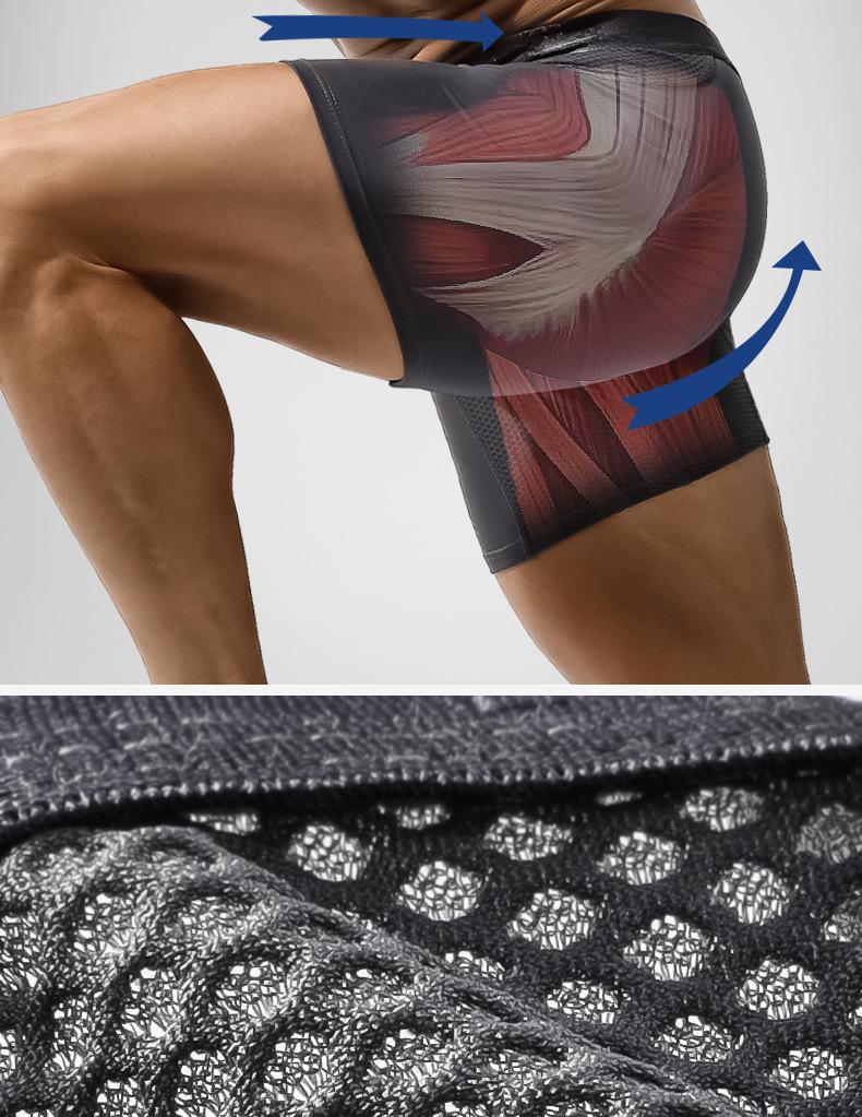 Men's Anti-Friction Sports Boxer Briefs, Large Size, Antibacterial Training Shorts