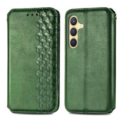 For Samsung Galaxy S25 PU Leather Case Rhombus Imprint Wallet Stand Phone Cover