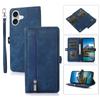 For iPhone 17 Case Zipper Pocket 9 Card Slots PU Leather Phone Cover with Wrist Strap