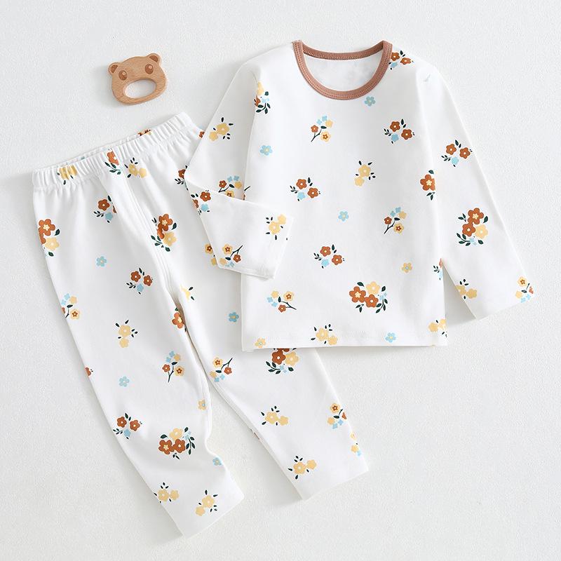 Girls' Floral Pajama Set - Autumn Korean Style Long Johns and Underwear