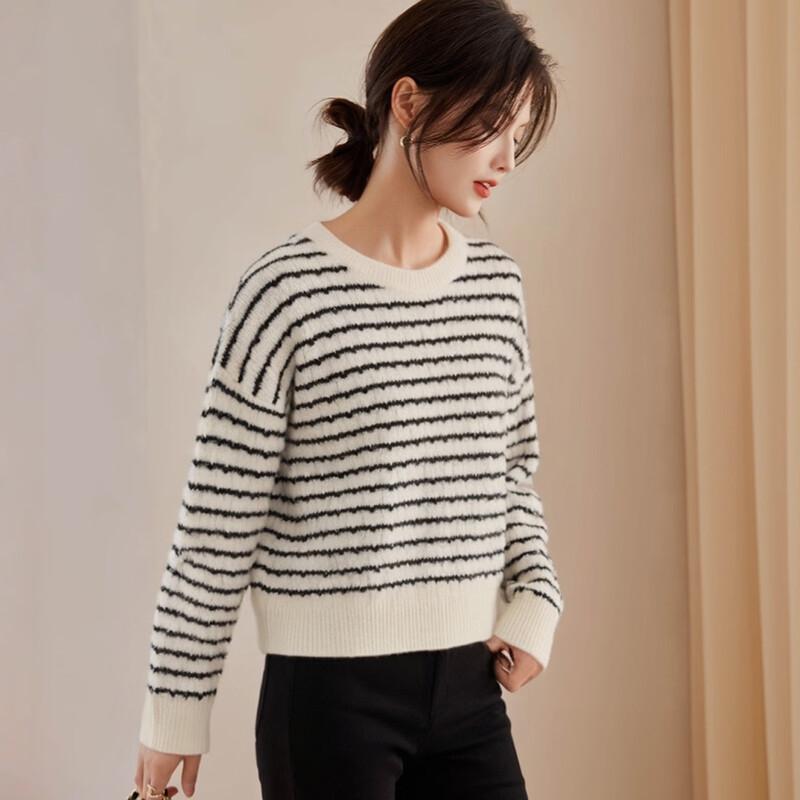 Handu Yishe Women's Wool Blend Round Neck Knitted Sweater