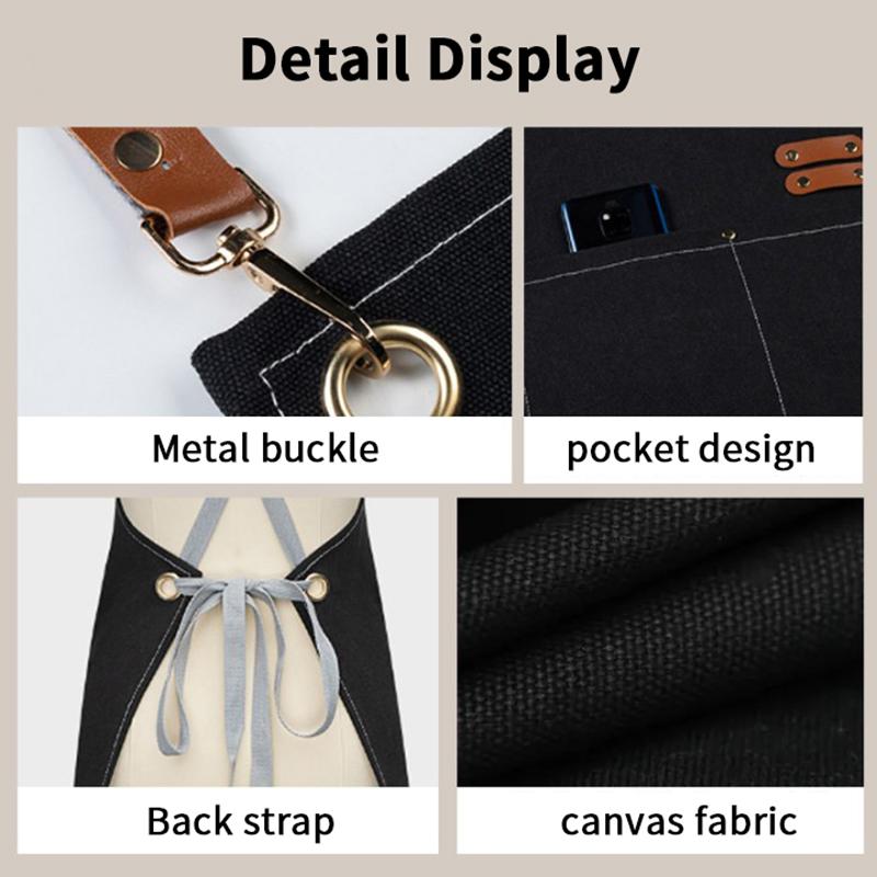 Household Canvas Apron Oil-Proof Can Wipe Hands Kitchen Cooking Men Women Adult With Tool Pockets  Coffee Over Apron