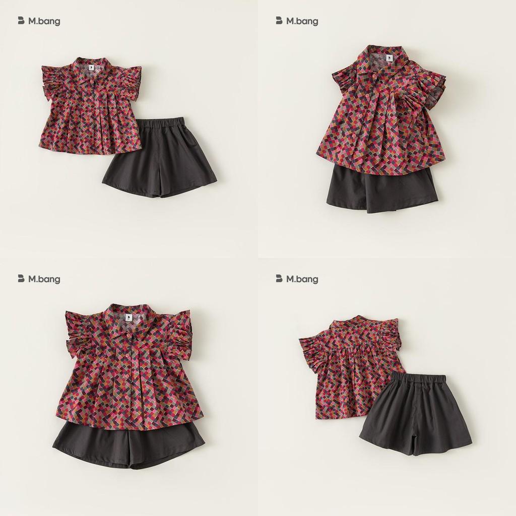 Girl Summer Cotton Plaid Twopiece Set With Short Sleeve Top And Shorts For Kids Age 3 To 8