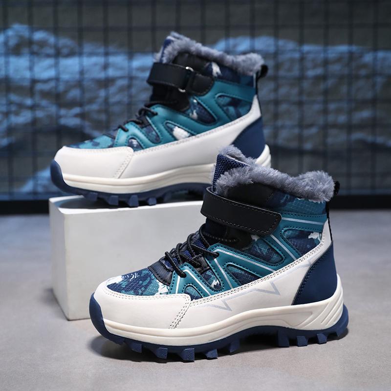 Winter Kinder Modische Fleece Warme Hohe Baumwollschnürsenkel Eiskralle Schneestiefel 31-40