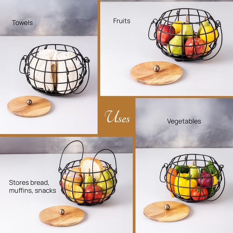 Корзинка для фруктов, Fruit Basket Kitchen Stand (Black),  Nestroots