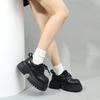 British Style Womens Loafers With Thick Heel Pu Leather Casual Shoes For Daily Wear
