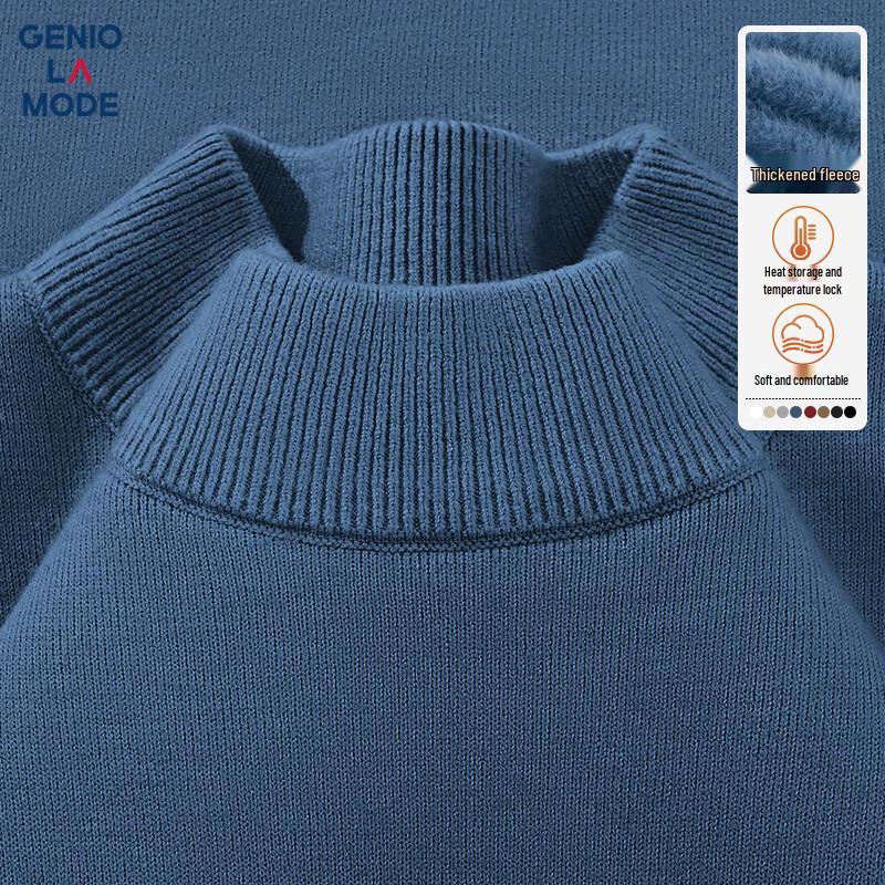 

GENIOLAMODE Men s Half-High Neck Fleece Sweater M