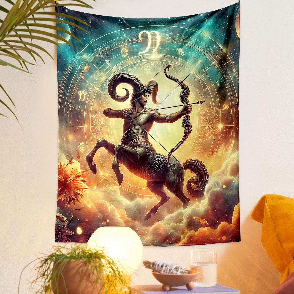"Zodiac Sagittarius Centaur Archery Art" Patterned tapestry home decor, suitable for bedroom and living room, gift
