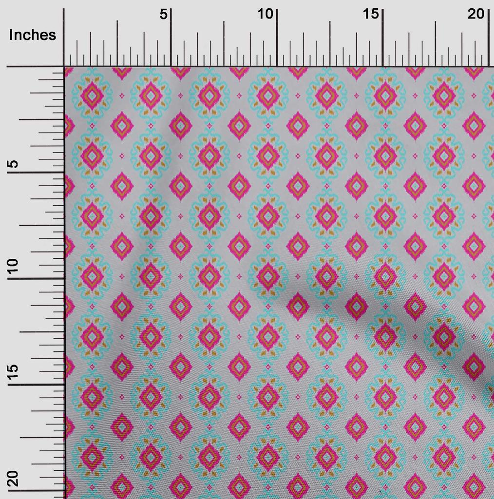 oneOone Cotton Flex Fabric Diamond & Swirl Ikat Print Fabric BTY 40 Inch