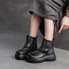 Johnature Breathable Hollow-out Boots Genuine Leather Lightweight Platform Sandals Thick Sole Women's Shoes