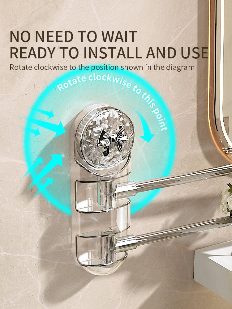 Suction Cup Towel Rack Rotatable Bathroom Towel Holder 2/4 Towel Bars Bath Hanger Shelf Kitchen Hanging Organizer Shelevs