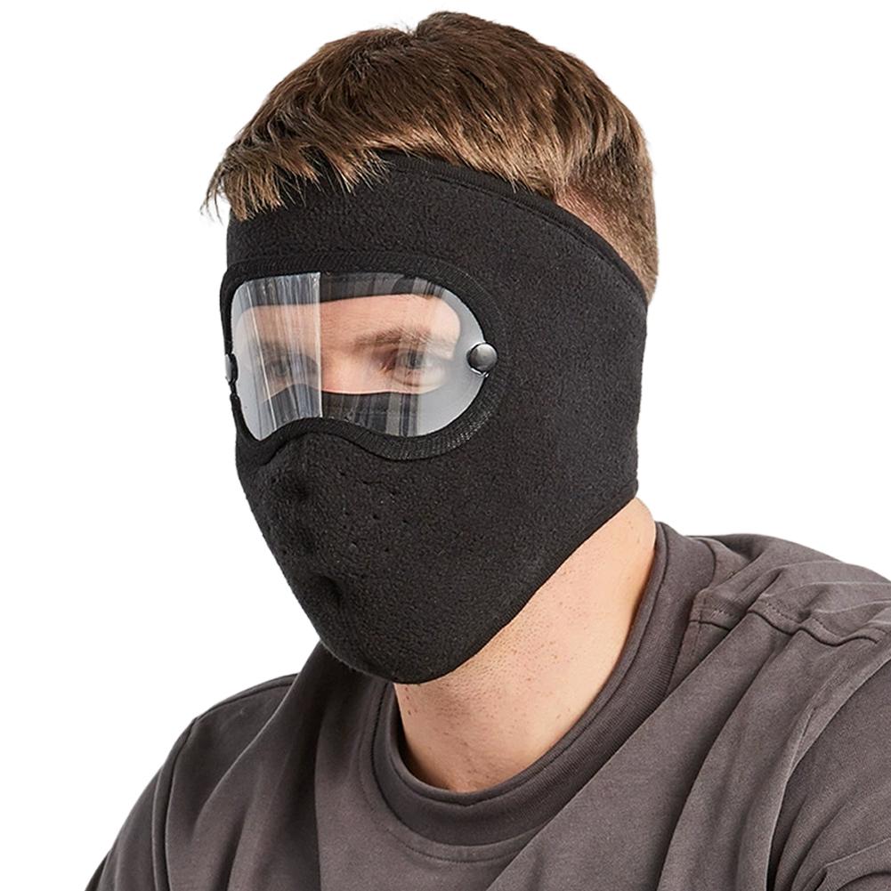 

Winter Warm Face Mask with Goggles Anti Dust Cycling Bicycle Ski Mask for Men Women Cold Weather Outdoor Activities Windproof чёрный