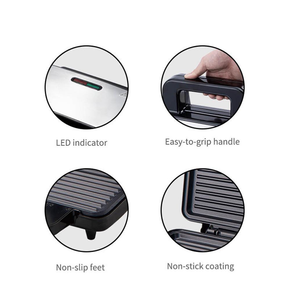 1000W High Power Electric Sandwich Maker Double Side Heating Grill Maker Kitchen Anti-stick Plate Breakfast Machine