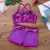 Kids Girls Sequins Mermaid Tank Top with Shorts Dance Outfit Gymnastics Dancing Costume Swimwear