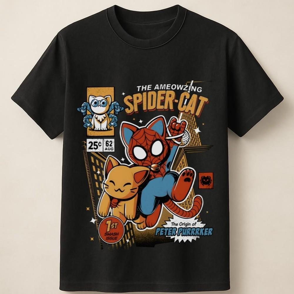 

Spider Cat Peter Purrrker Hero and Cute Kitty Unisex T-shirt Unisex T-Shirt XXXXL