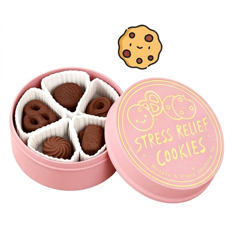 Portable Cookies Box Decompression Toy Built-in Keyboard Shaft Biscuit Button Sensory Fidget Toy for Autism Kids Anxiety Relief