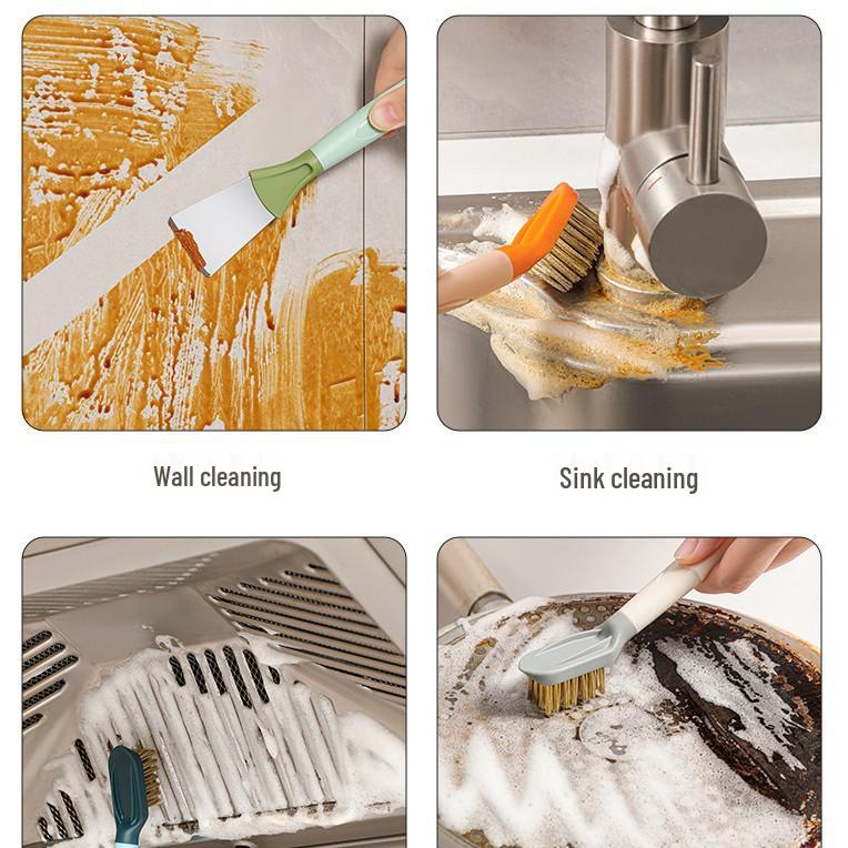 Double-Headed Kitchen Cleaning Brush: Gas Stove Scraper & Gap Tool for Oil & Dirt Removal